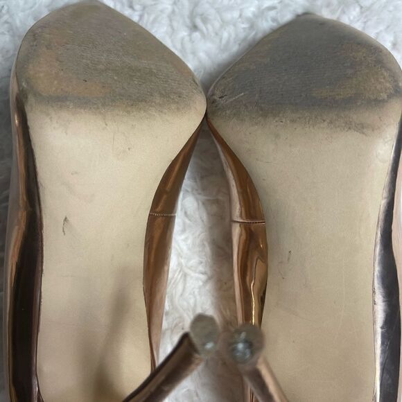 Steve Madden Daisie Rose Gold Patent faux leather slip on heels pointed toeSZ7.5 - Picture 11 of 13